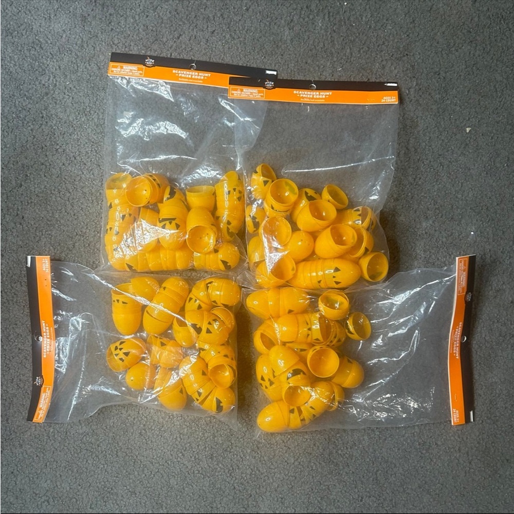NWT Hyde & Eek Orange Fillable Eggs for Halloween Egg Hunt Bundle of 4 24 ct